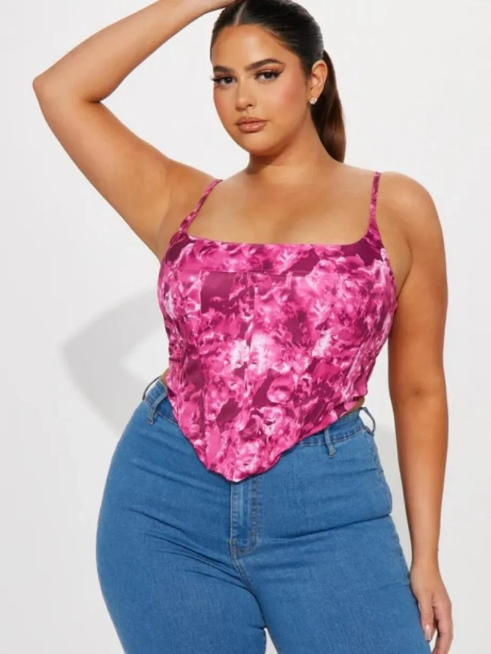 NWOT FashionNova Bring Me Flowers Corset Top in Fuchsia - Picture 3 of 16